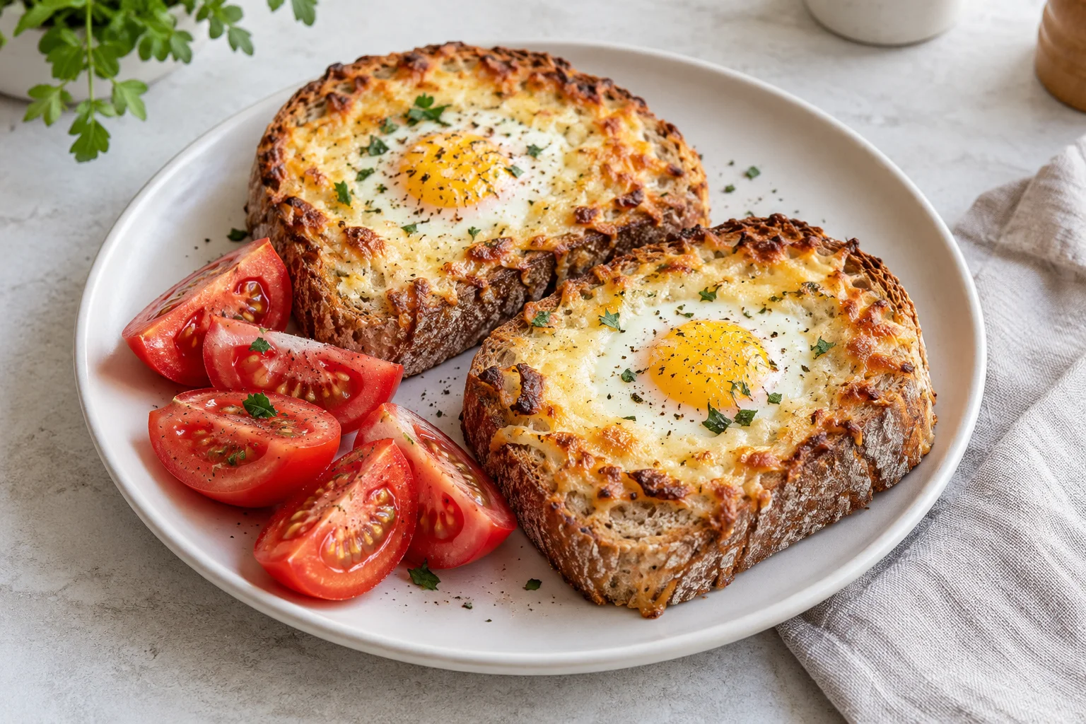 Горячие тосты с яйцом и сыром