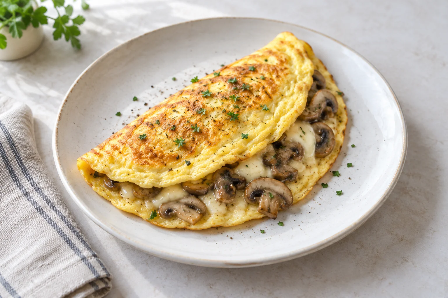 Омлет с шампиньонами и сыром