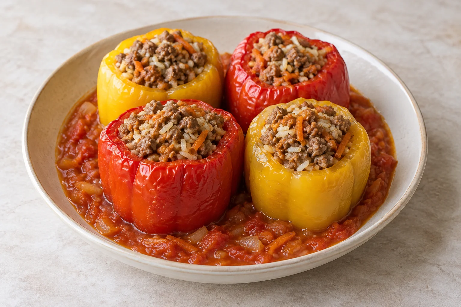 Перцы с мясом и рисом